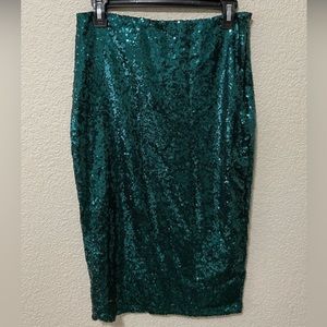 Green Sequin Pencil Skirt